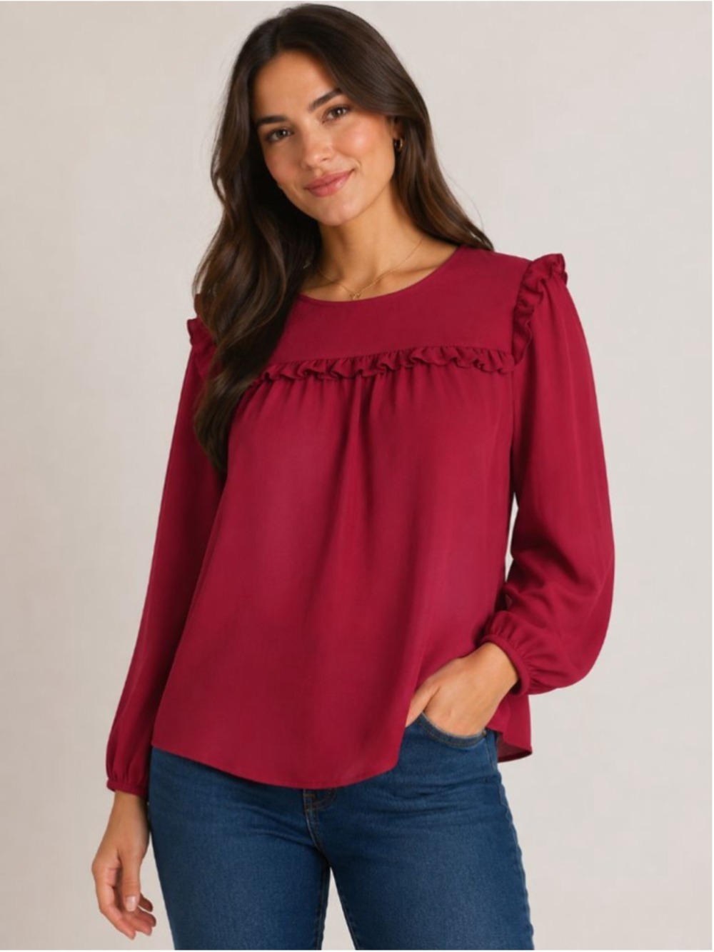 Juicy Couture Blouse Size Small Pink Ruffle Long Sleeve Flowy Top
